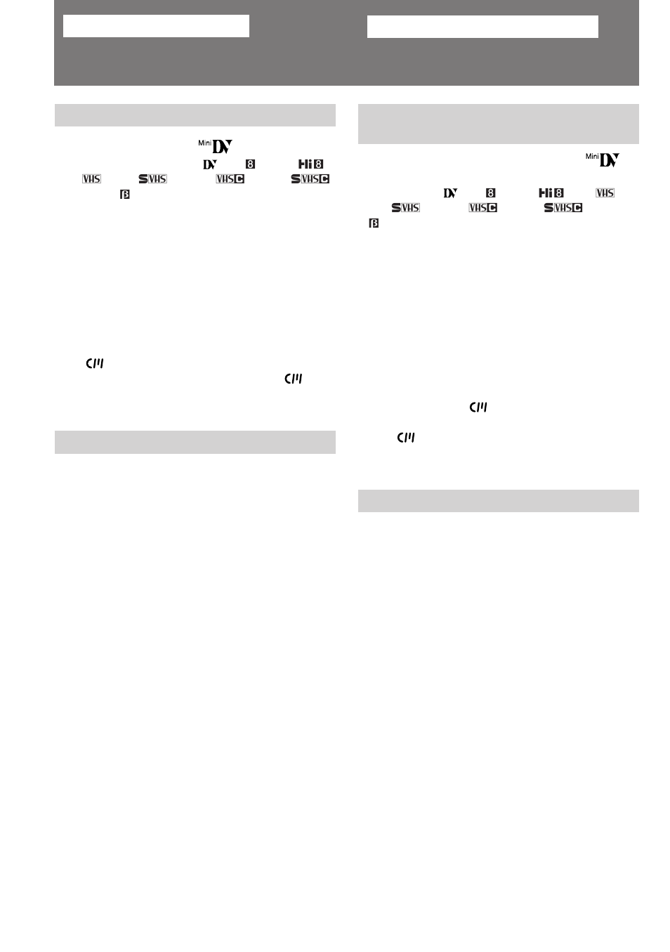 Usable cassettes and playback modes, Videocassettes utilizables y modos de reproducción | Sony GV-D300 User Manual | Page 58 / 88