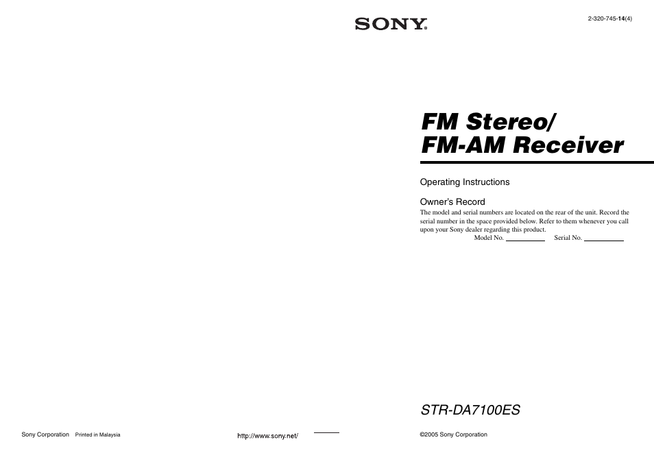 Sony STR-DA7100ES User Manual | 139 pages