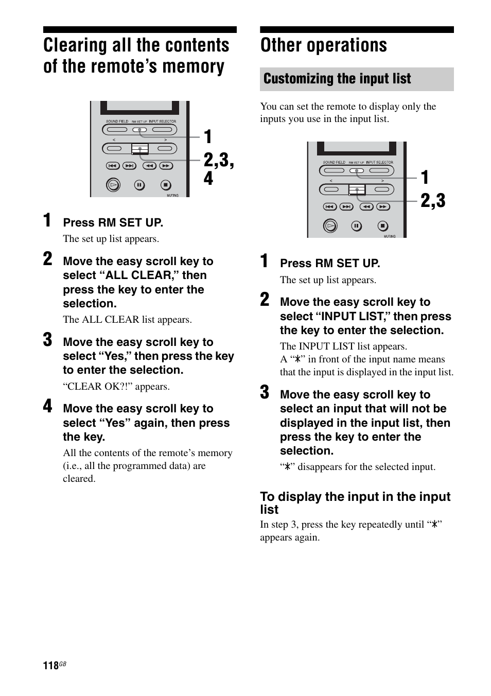 Clearing all the contents of the remote’s memory, Other operations, Clearing all the contents of the remote’s | Memory | Sony STR-DA7100ES User Manual | Page 118 / 139