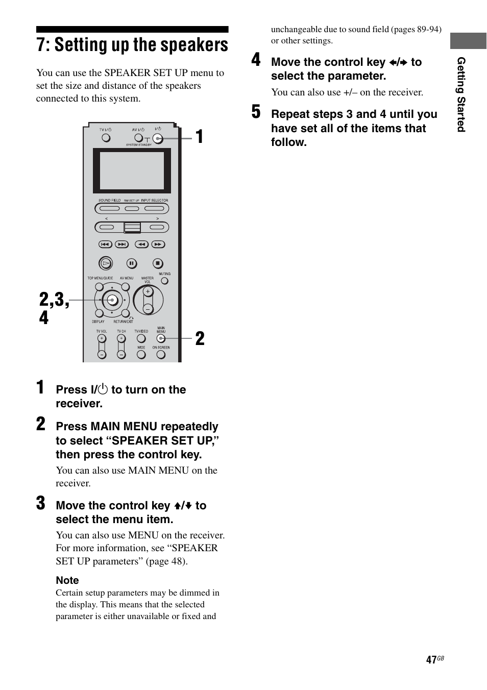 Setting up the speakers | Sony STR-DA7100ES User Manual | Page 47 / 139