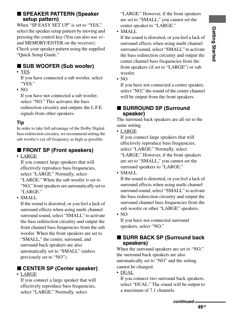 E 49 | Sony STR-DA7100ES User Manual | Page 49 / 139
