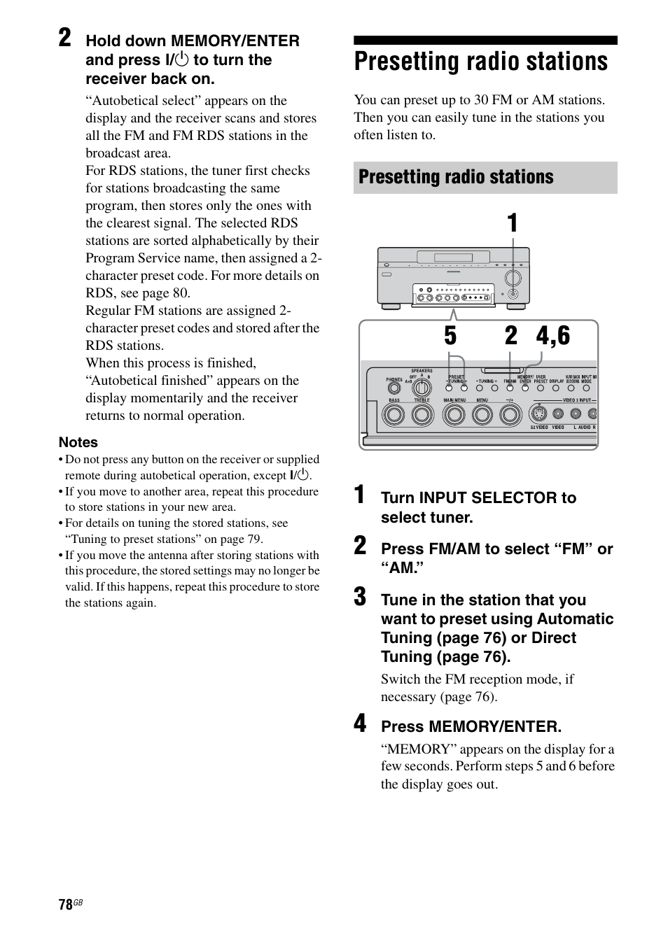 Presetting radio stations, E 78 | Sony STR-DA7100ES User Manual | Page 78 / 139