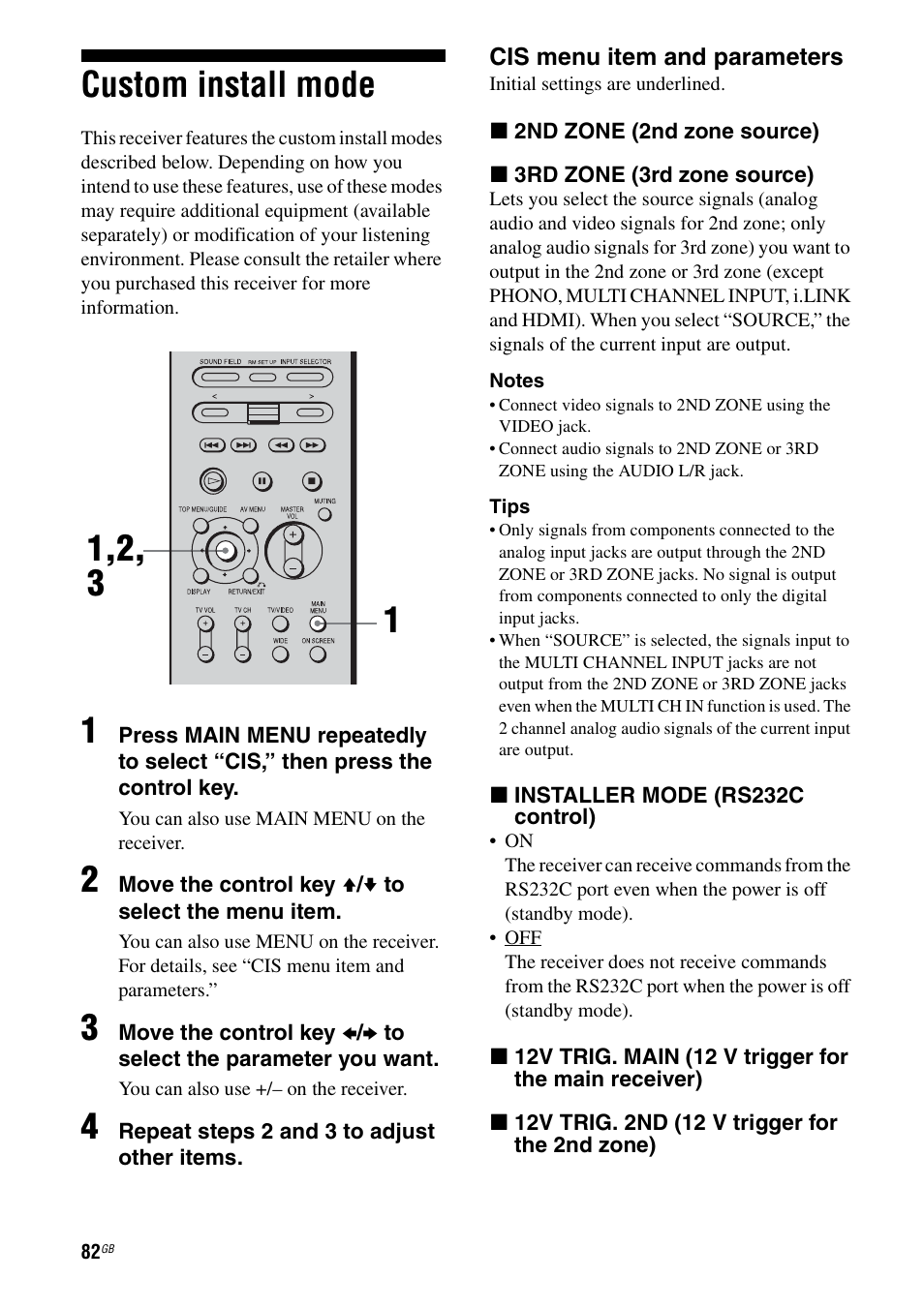 Custom install mode | Sony STR-DA7100ES User Manual | Page 82 / 139