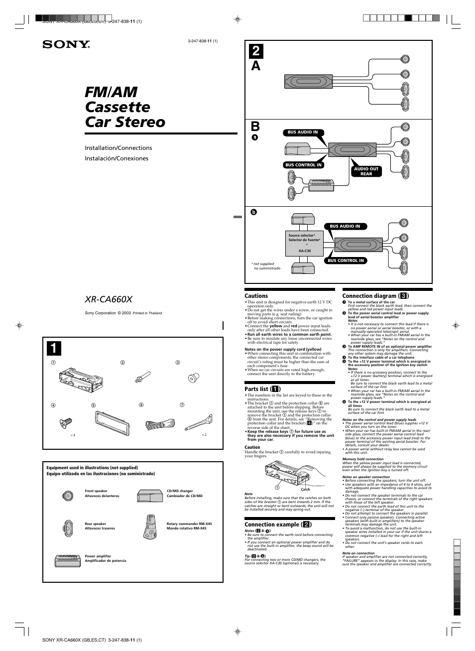 Sony XR-CA660X User Manual | 4 pages