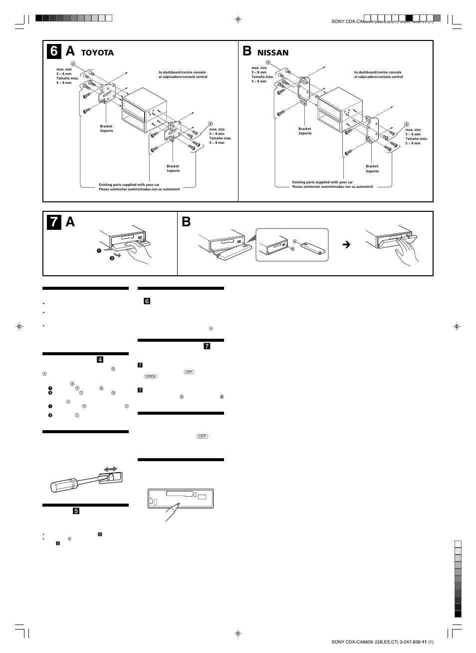 7a b, Toyota nissan | Sony XR-CA660X User Manual | Page 4 / 4