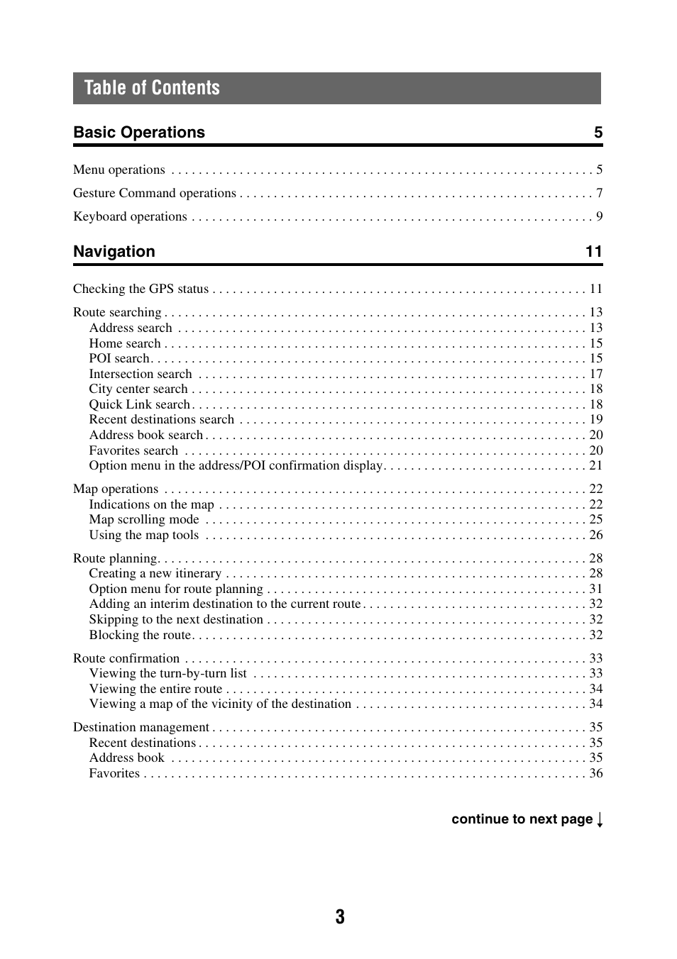 3table of contents | Sony NAV-U NV-U44 User Manual | Page 3 / 54