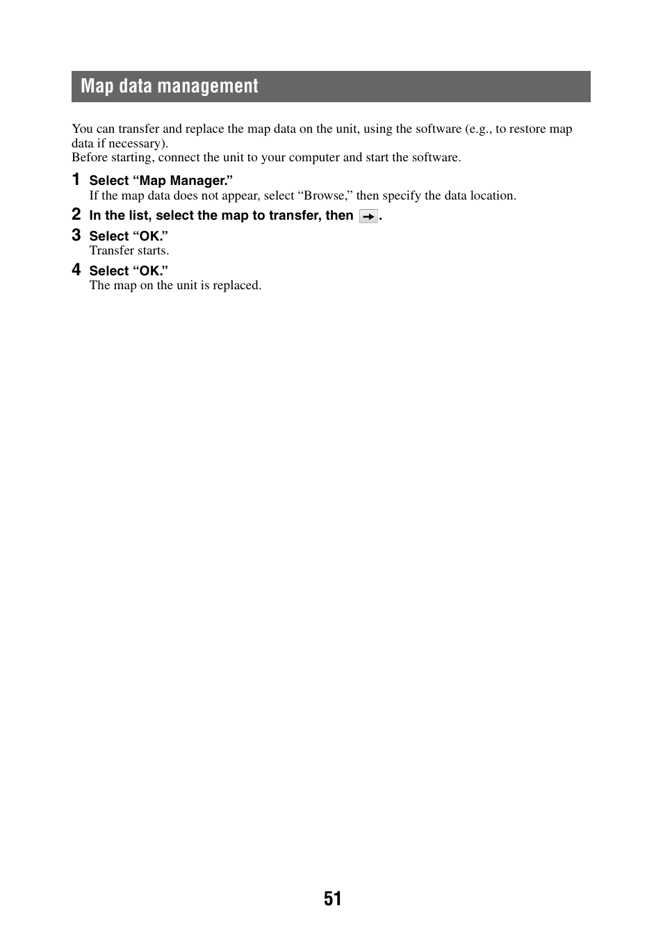 Map data management, 51 map data management | Sony NAV-U NV-U44 User Manual | Page 51 / 54