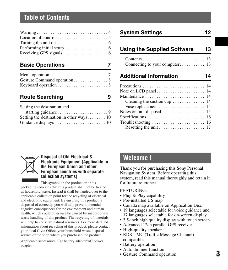 Sony NV-U71T User Manual | Page 3 / 56