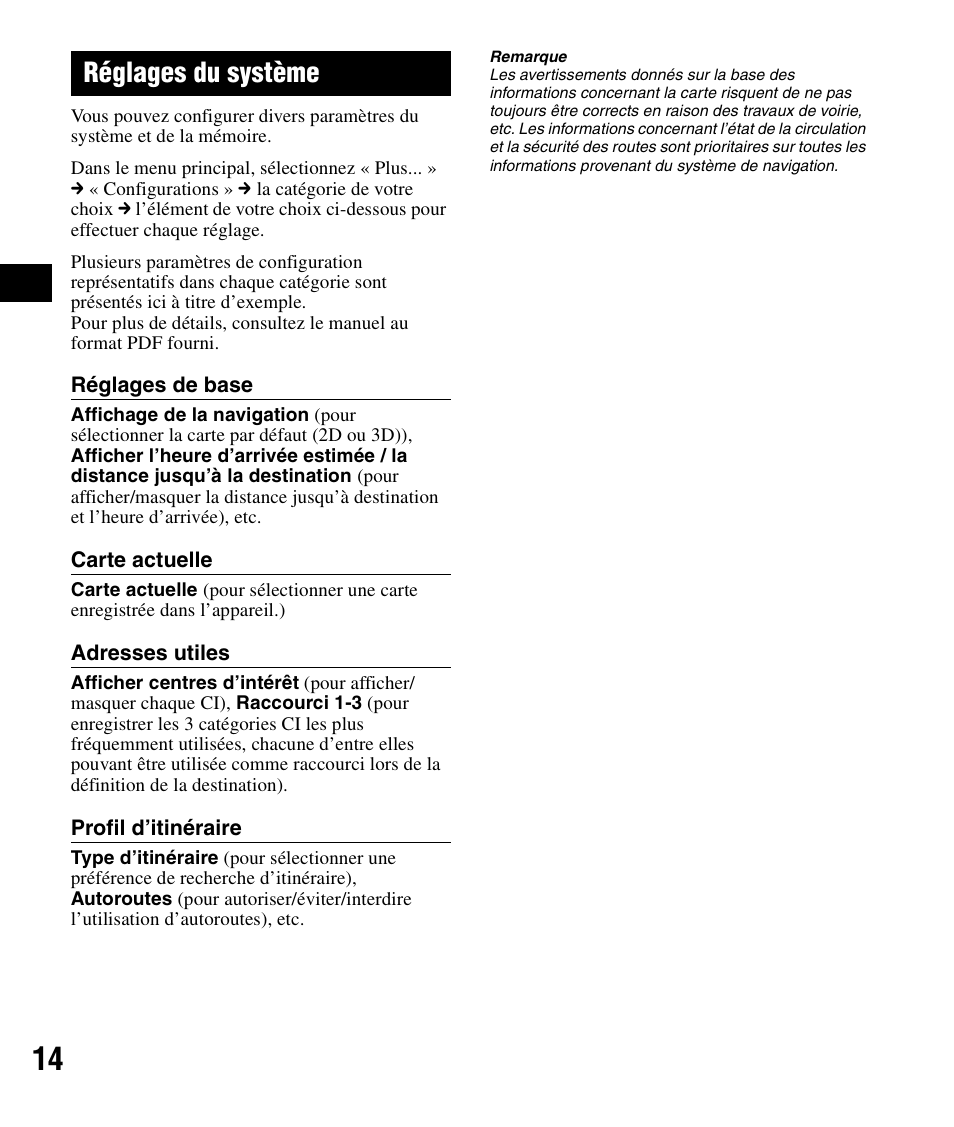 Réglages du système | Sony NV-U71T User Manual | Page 30 / 56