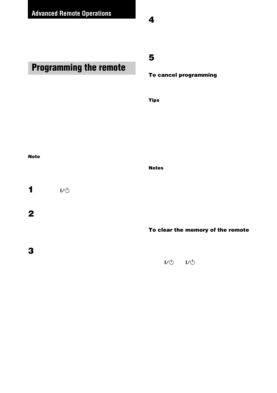 Advanced remote operations, Programming the remote | Sony RM-PP505 User Manual | Page 10 / 16