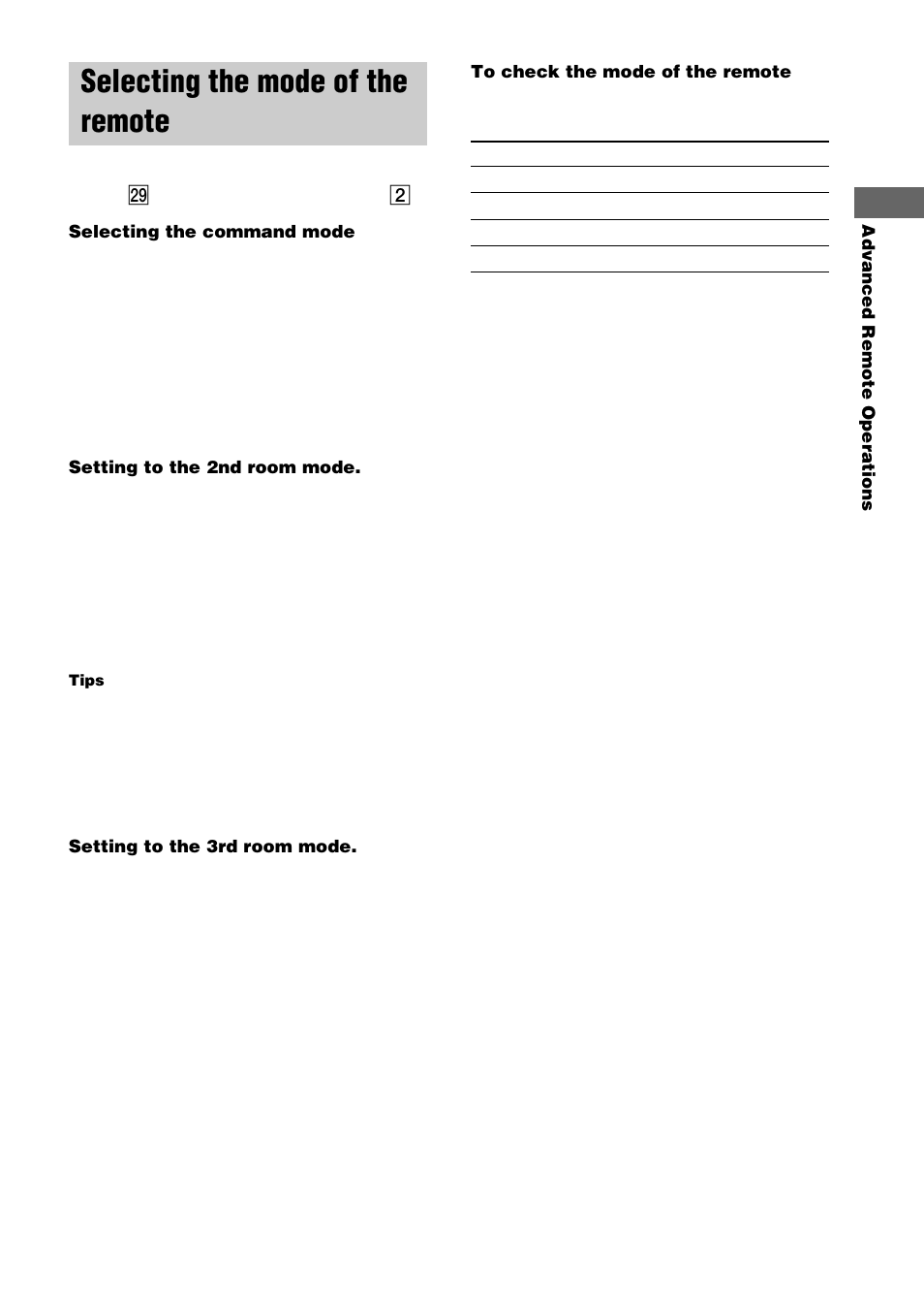 Selecting the mode of the remote | Sony RM-PP505 User Manual | Page 13 / 16