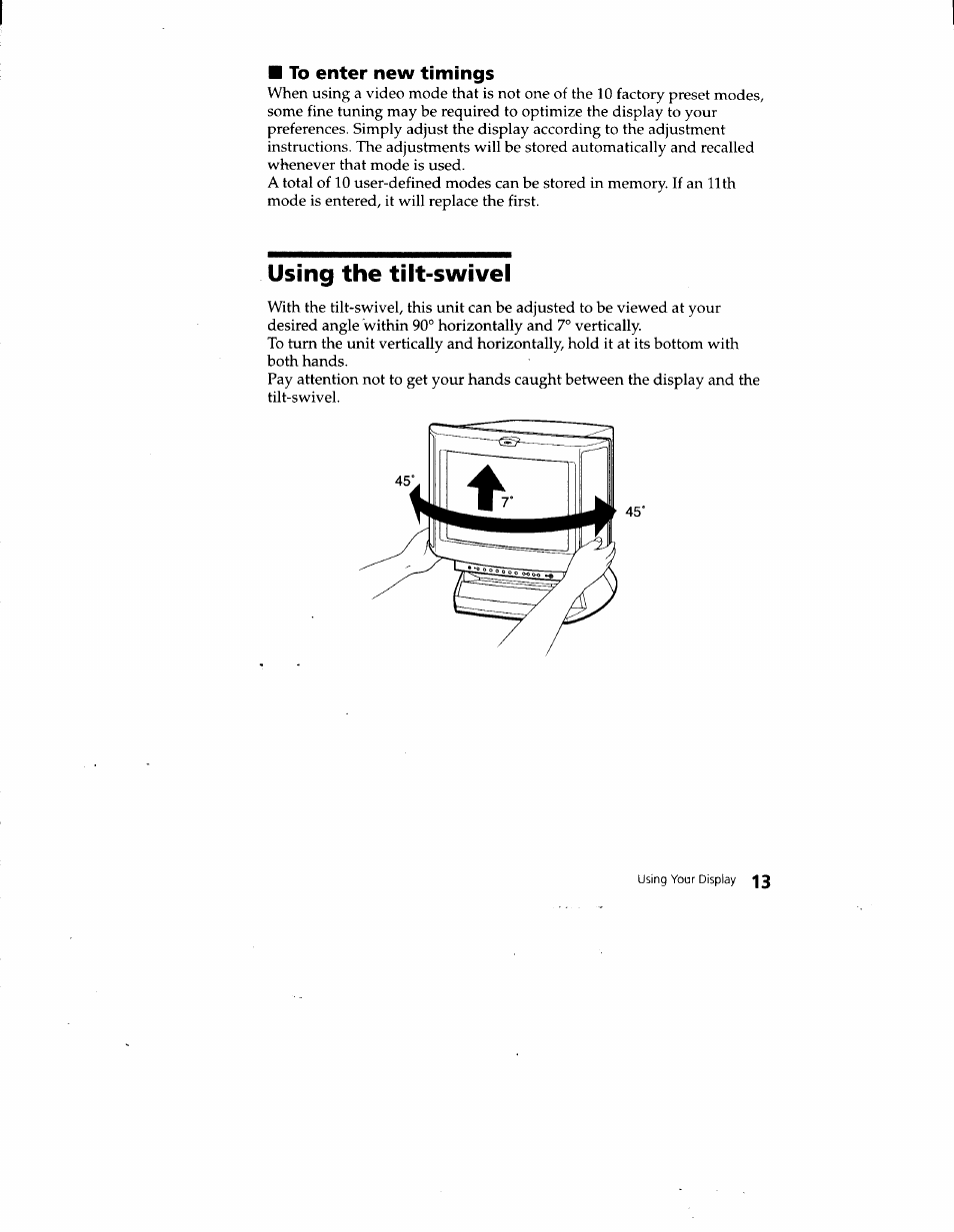 Using the tilt-swivel | Sony CPD-220VS User Manual | Page 13 / 30