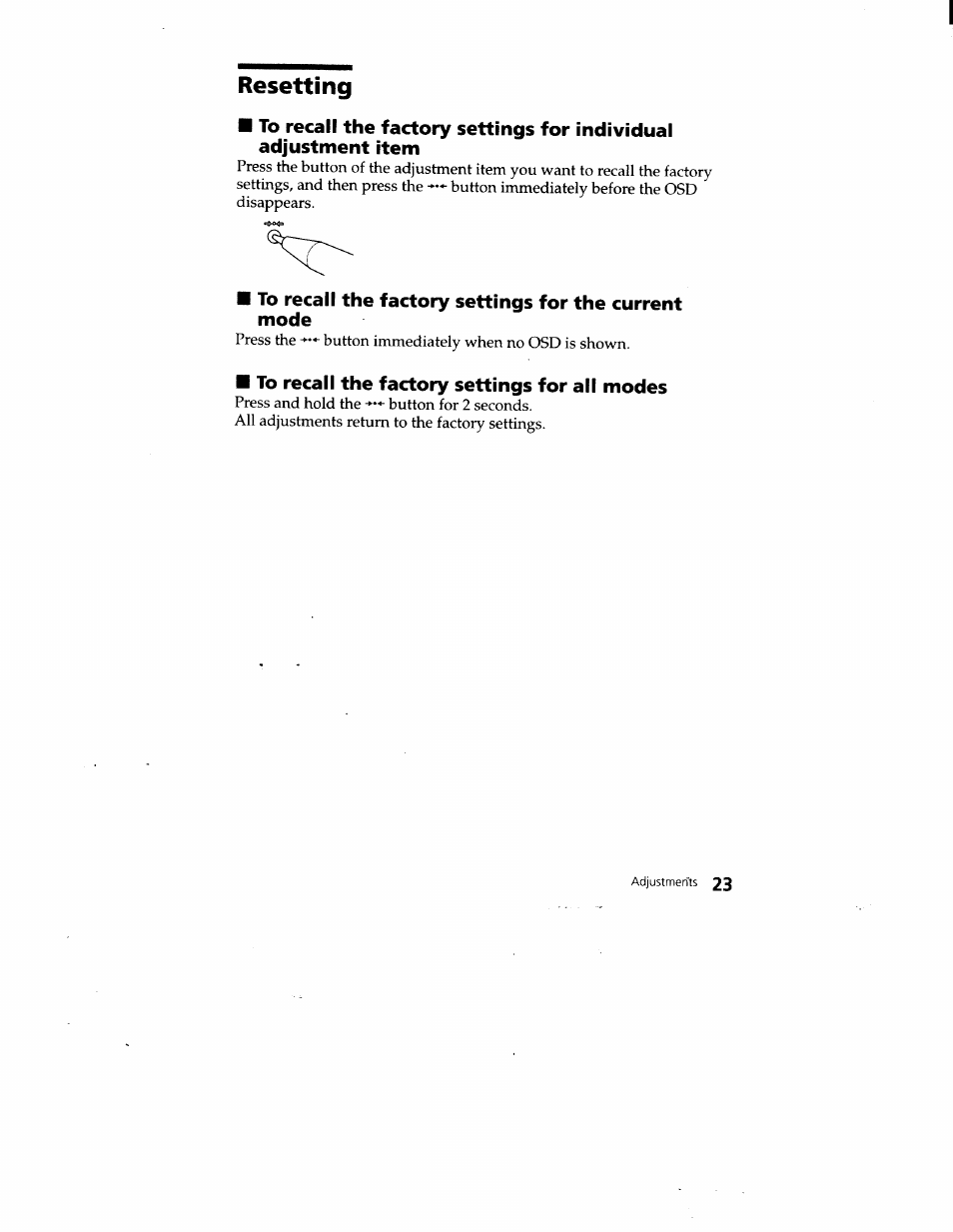 Resetting | Sony CPD-220VS User Manual | Page 23 / 30