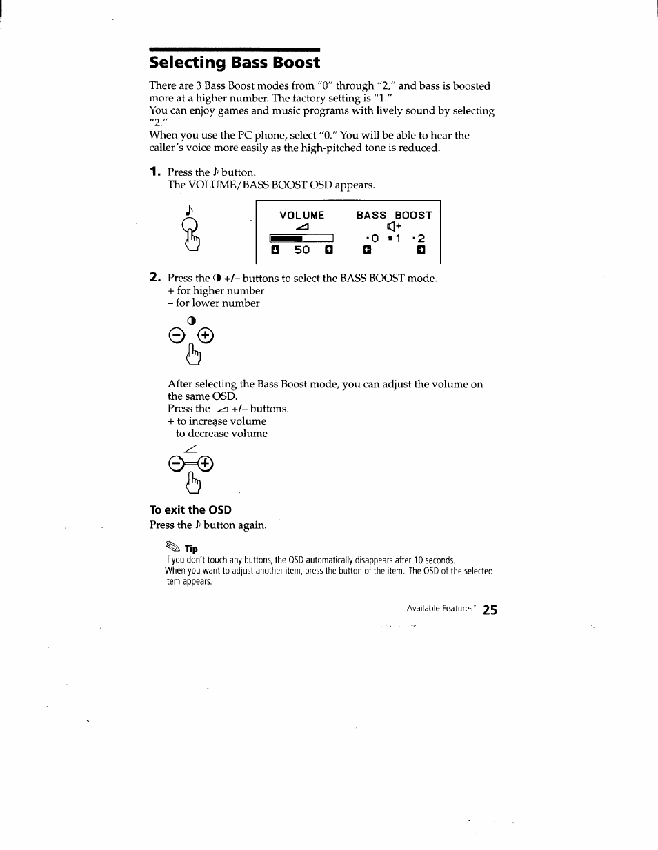 Selecting bass boost, Bass boost | Sony CPD-220VS User Manual | Page 25 / 30