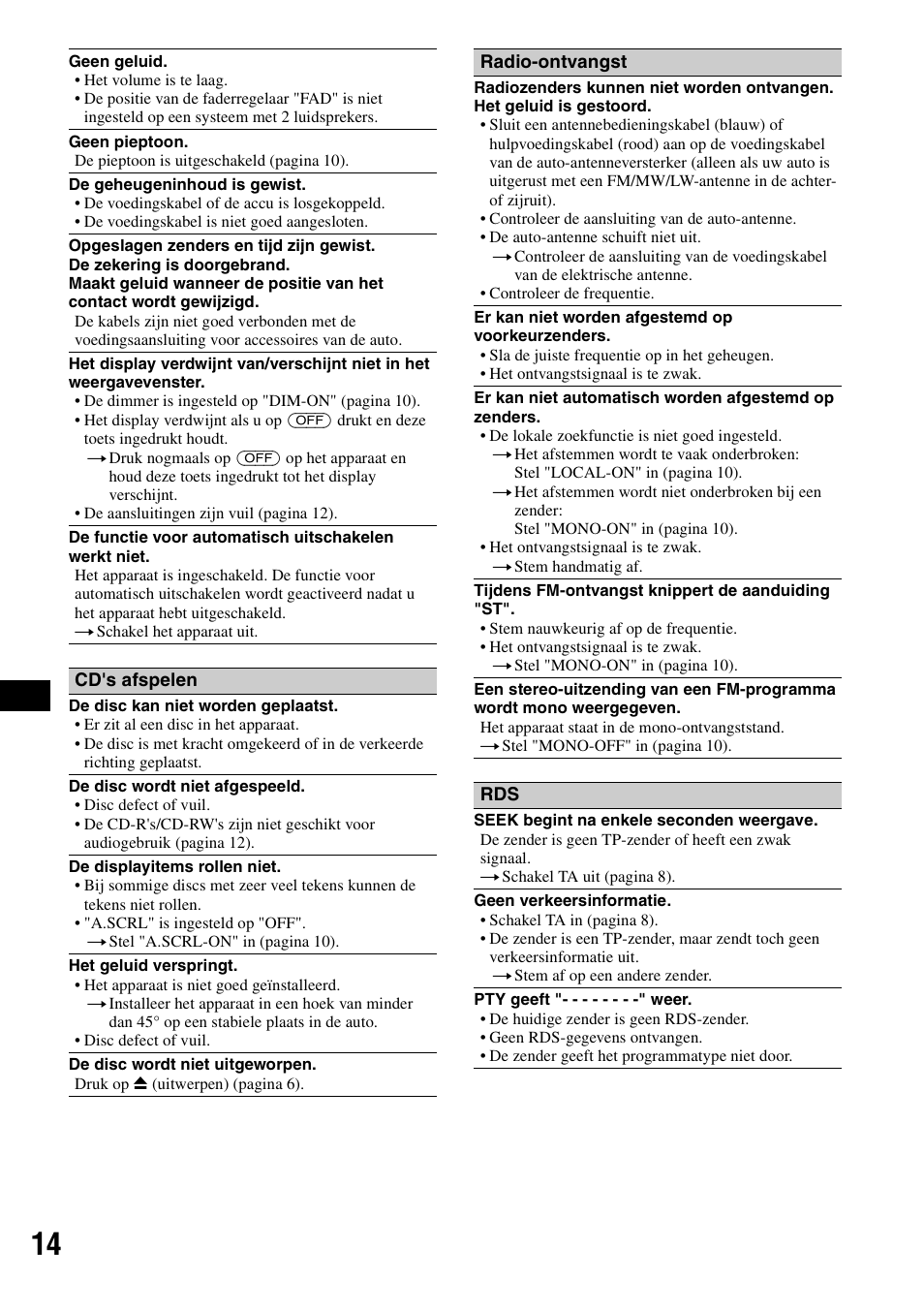 Sony CDX-GT111 User Manual | Page 74 / 76