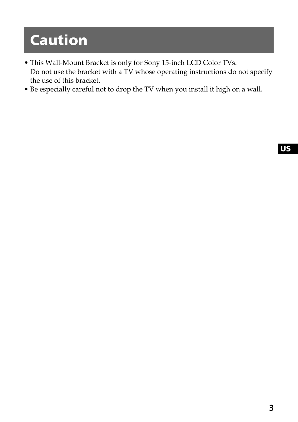 Caution | Sony SU-W100 User Manual | Page 3 / 28