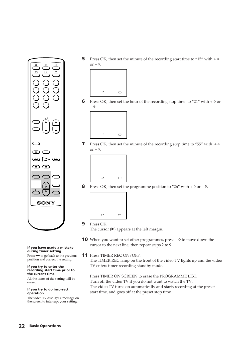 Basic operations | Sony Trinitron KV-V1430P User Manual | Page 22 / 36