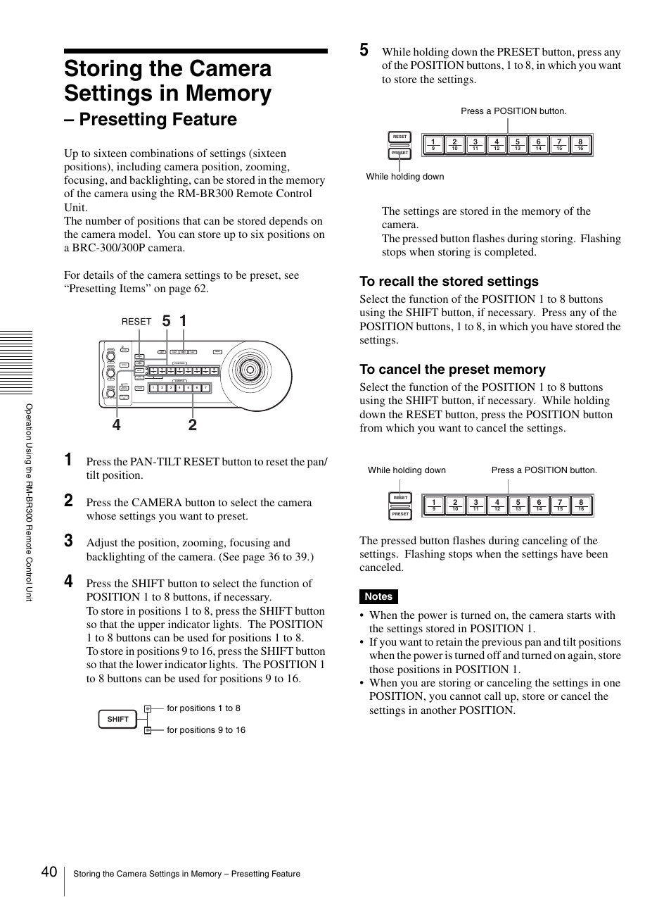 Presetting feature | Sony BRC-300P User Manual | Page 40 / 72