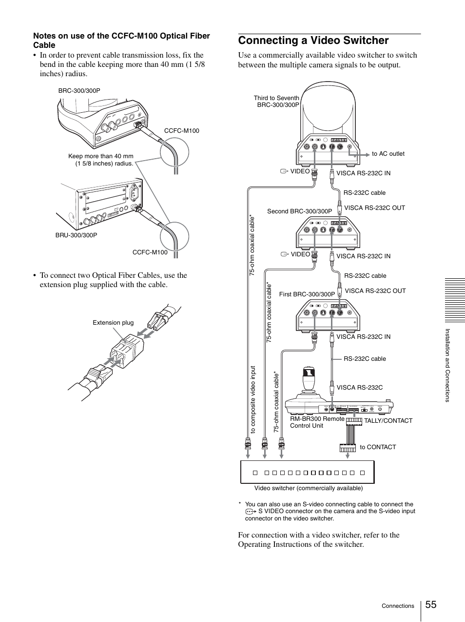 Connecting a video switcher, Extension plug | Sony BRC-300P User Manual | Page 55 / 72