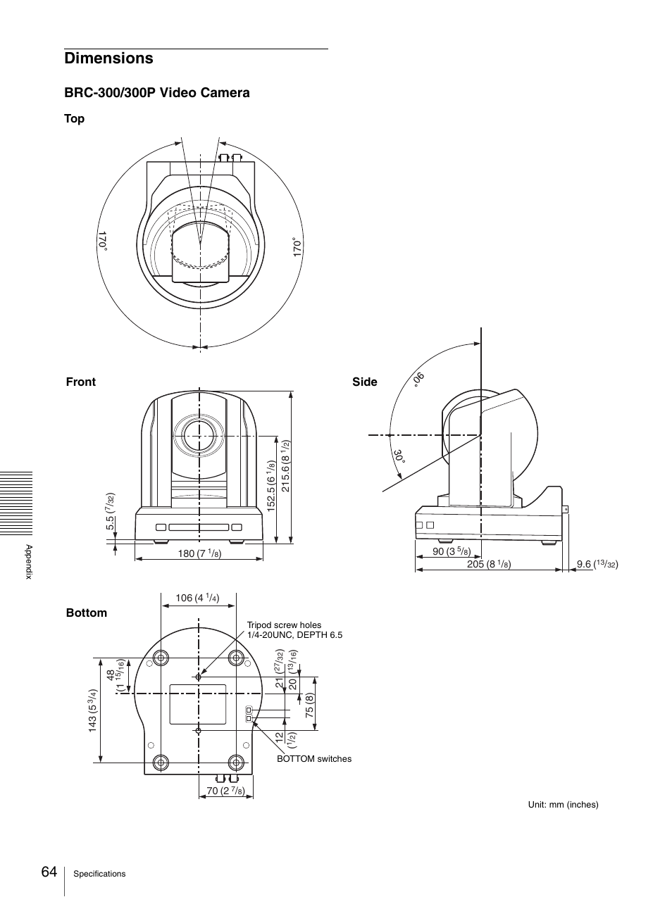 Dimensions | Sony BRC-300P User Manual | Page 64 / 72