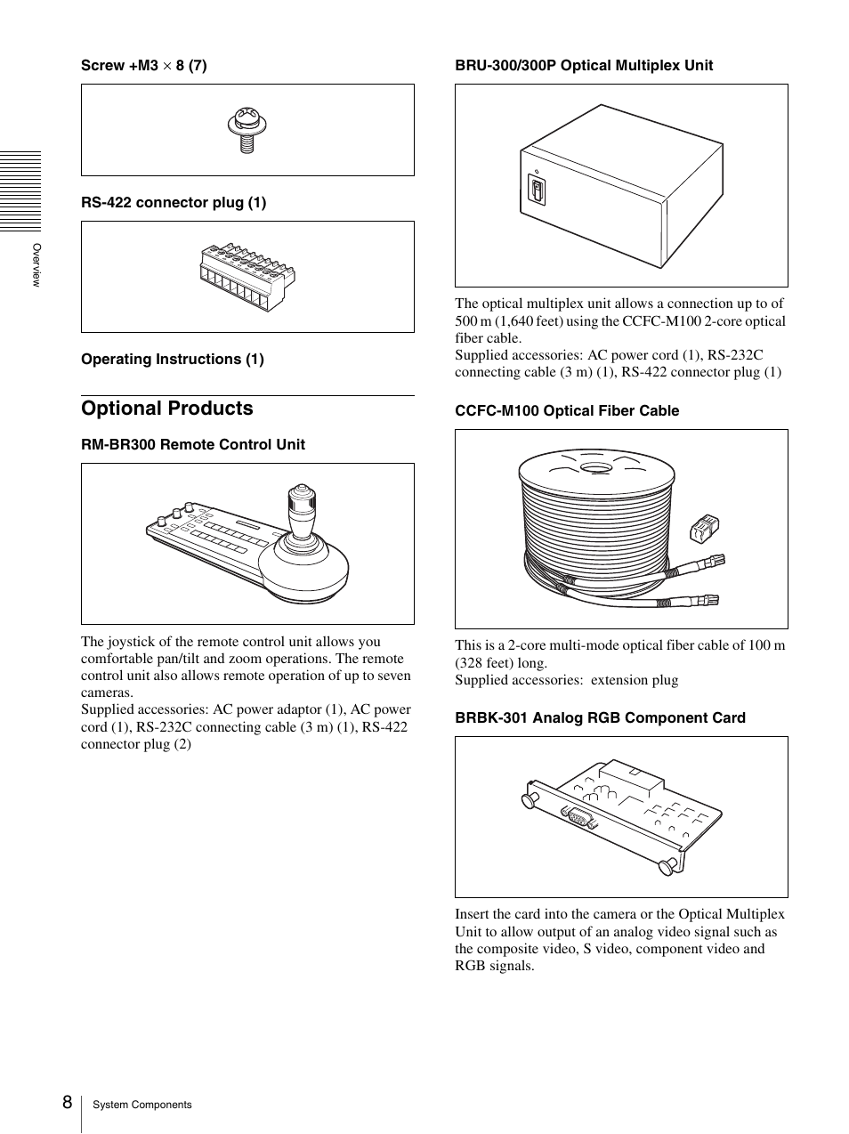 Optional products | Sony BRC-300P User Manual | Page 8 / 72