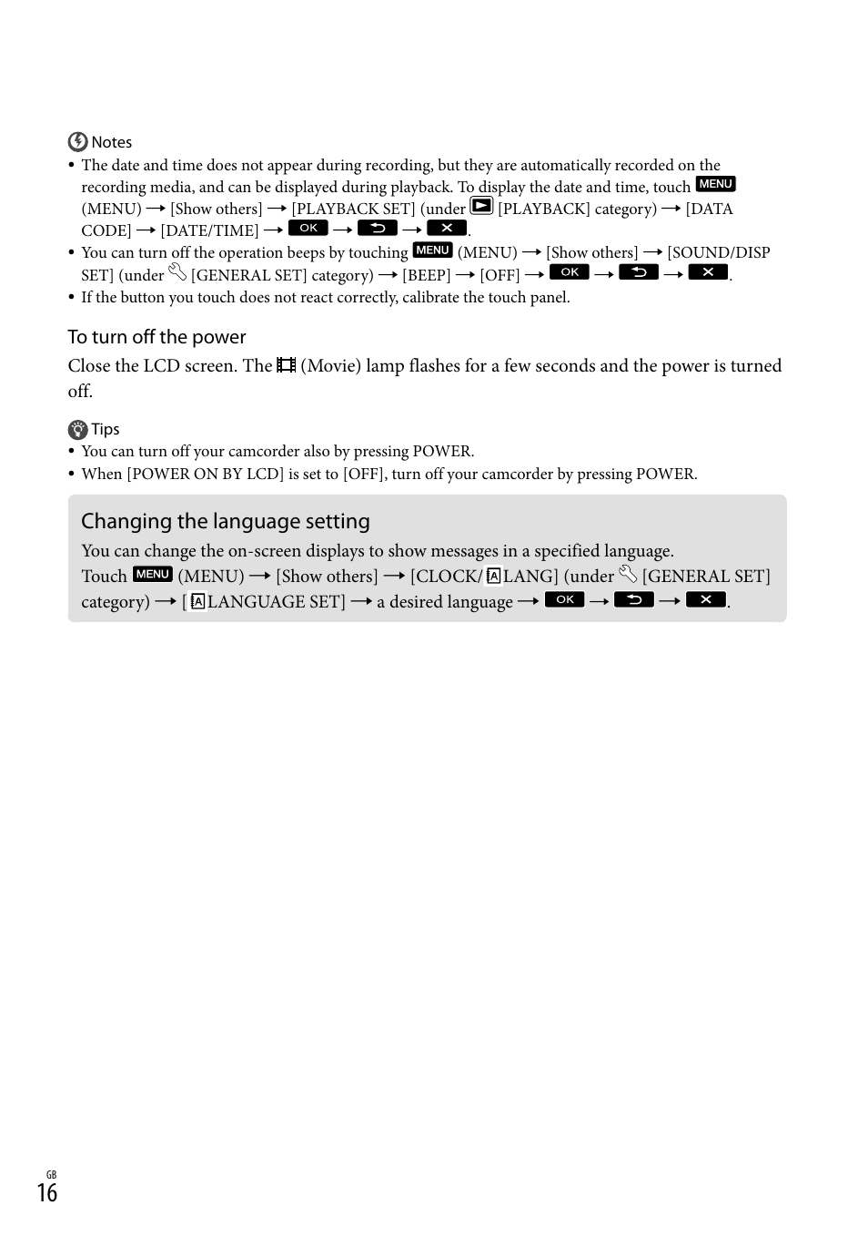 Changing the language setting | Sony XR150E User Manual | Page 16 / 76
