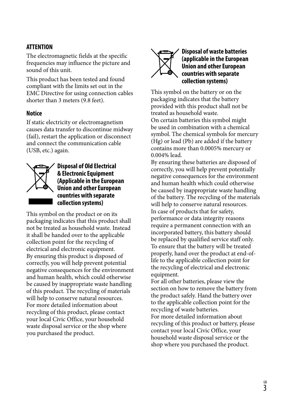 Sony XR150E User Manual | Page 3 / 76