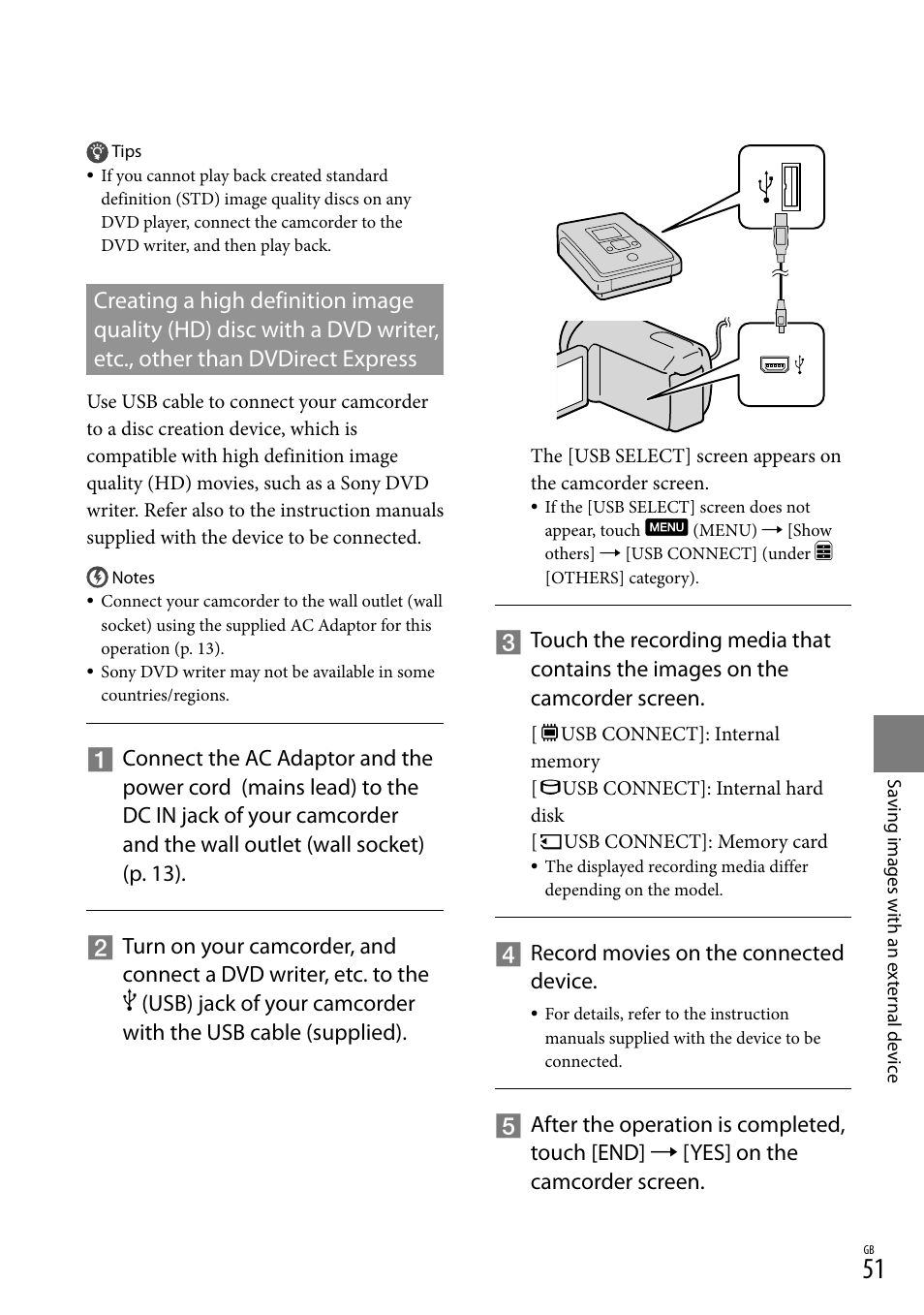 Record movies on the connected device | Sony XR150E User Manual | Page 51 / 76