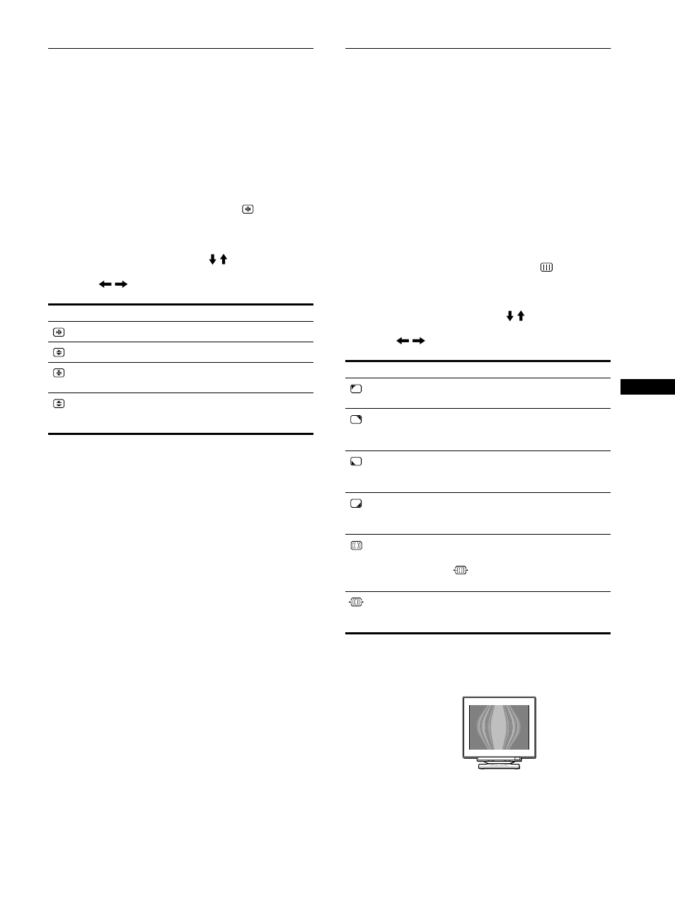 Adjusting the convergence (conv), Adjusting the quality of the picture (screen) | Sony CPD-E500E User Manual | Page 11 / 132