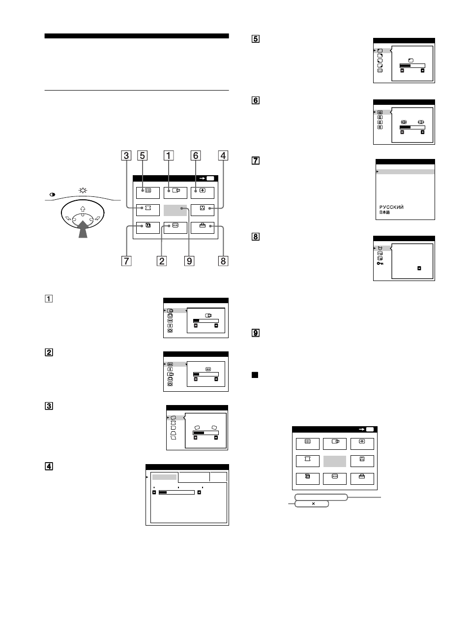 Einstellen des monitors, Navigieren in den menüs, Xanzeigen des aktuellen eingangssignals | Sony CPD-E500E User Manual | Page 40 / 132