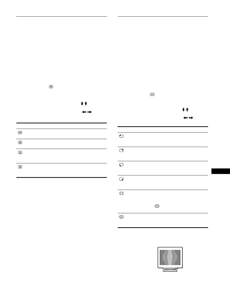 Regolazione della convergenza (conv.), Regolazione della qualità dell’immagine (schermo) | Sony CPD-E500E User Manual | Page 75 / 132
