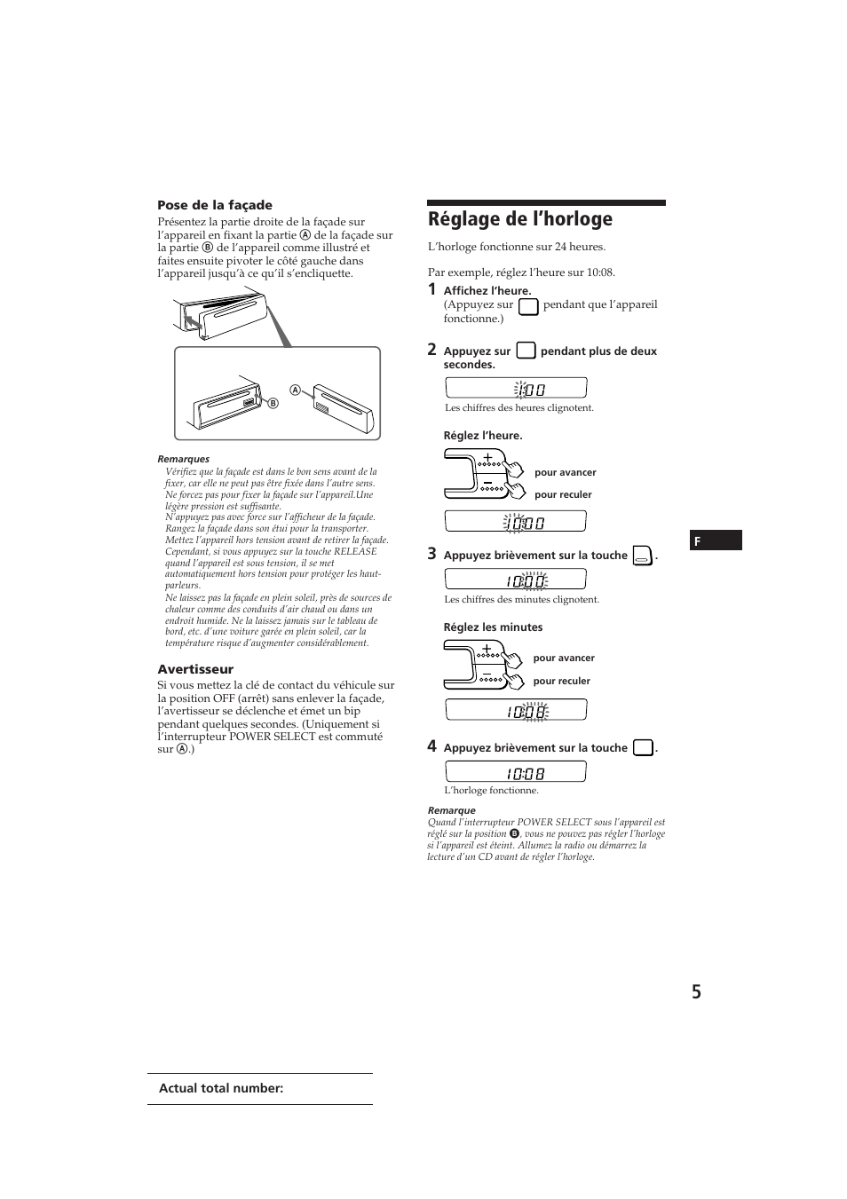 Réglage de l’horloge | Sony CDX-4100RDS User Manual | Page 23 / 74