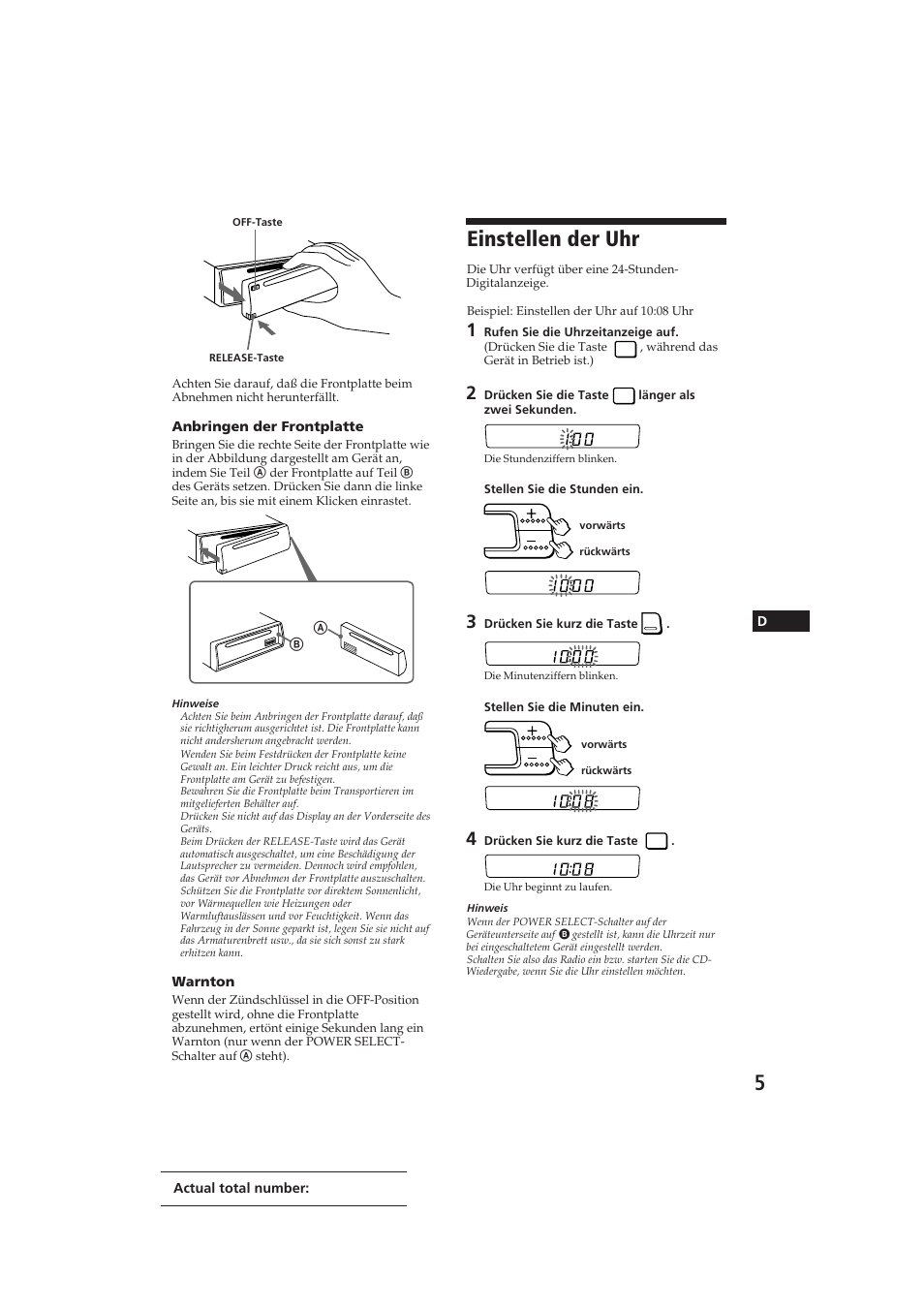 Einstellen der uhr | Sony CDX-4100RDS User Manual | Page 41 / 74