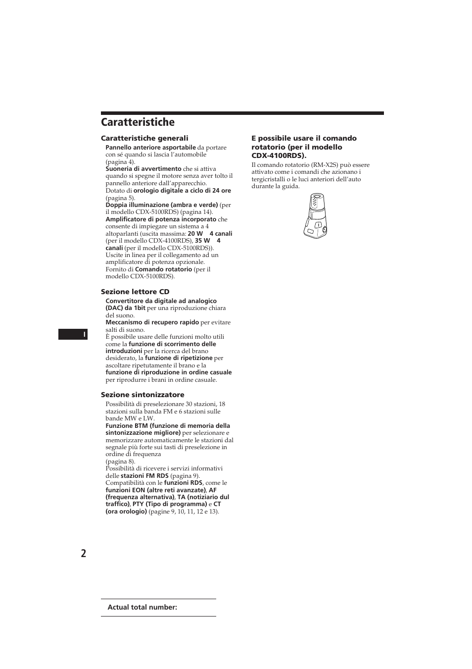 Caratteristiche | Sony CDX-4100RDS User Manual | Page 56 / 74