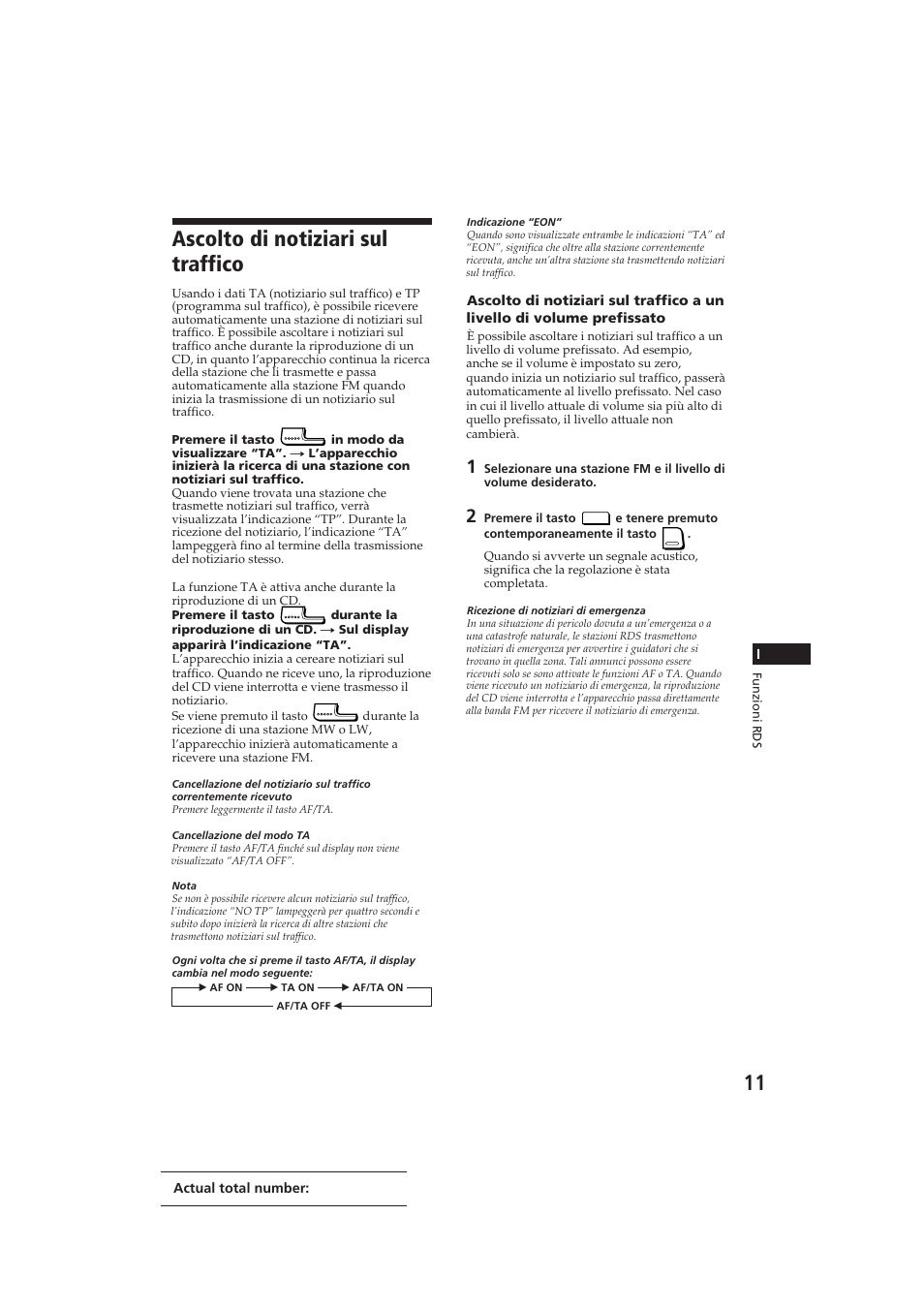 Ascolto di notiziari sul traffico | Sony CDX-4100RDS User Manual | Page 65 / 74