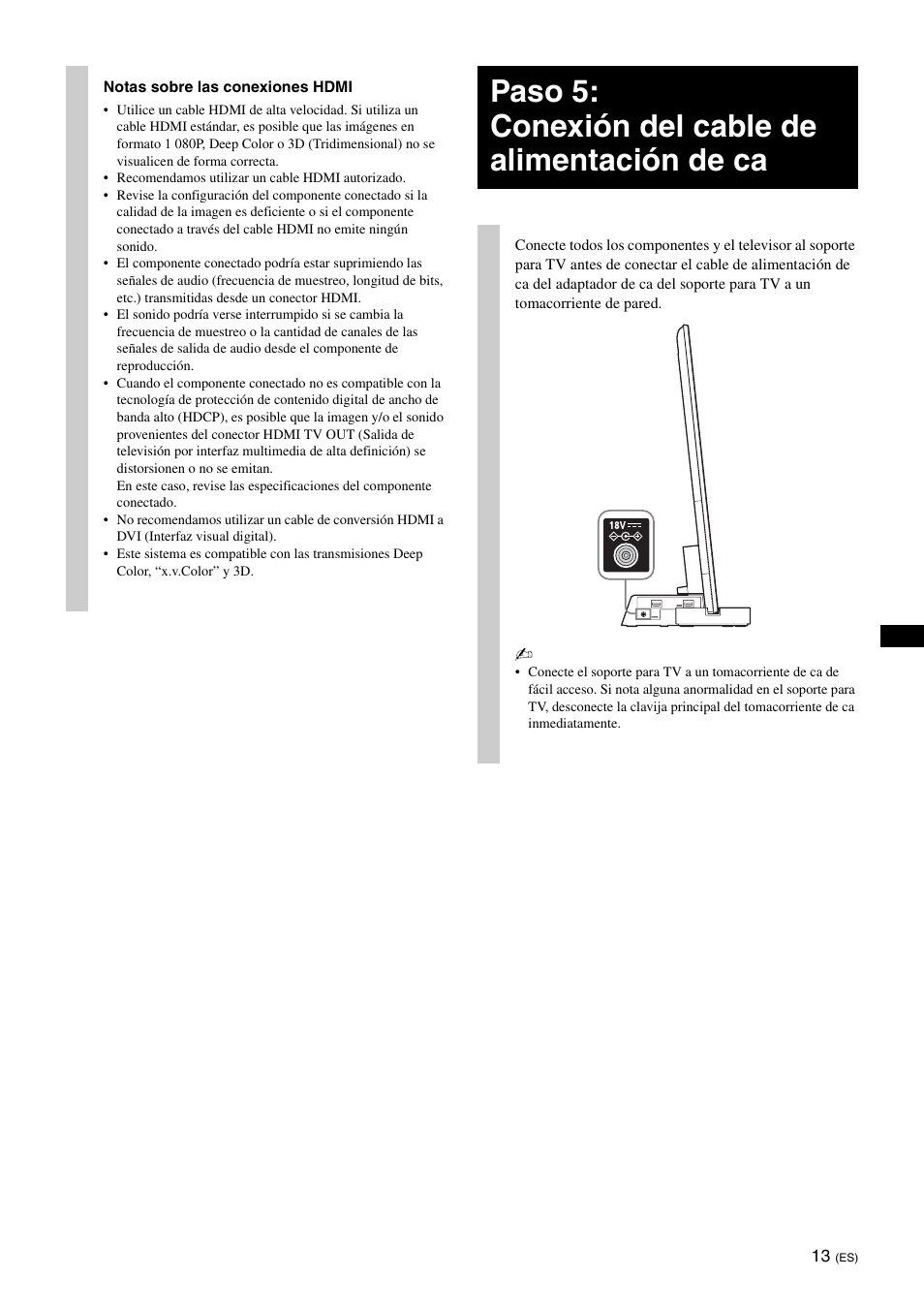 Paso 5: conexión del cable de alimentación de ca | Sony SU-B401S User Manual | Page 39 / 60