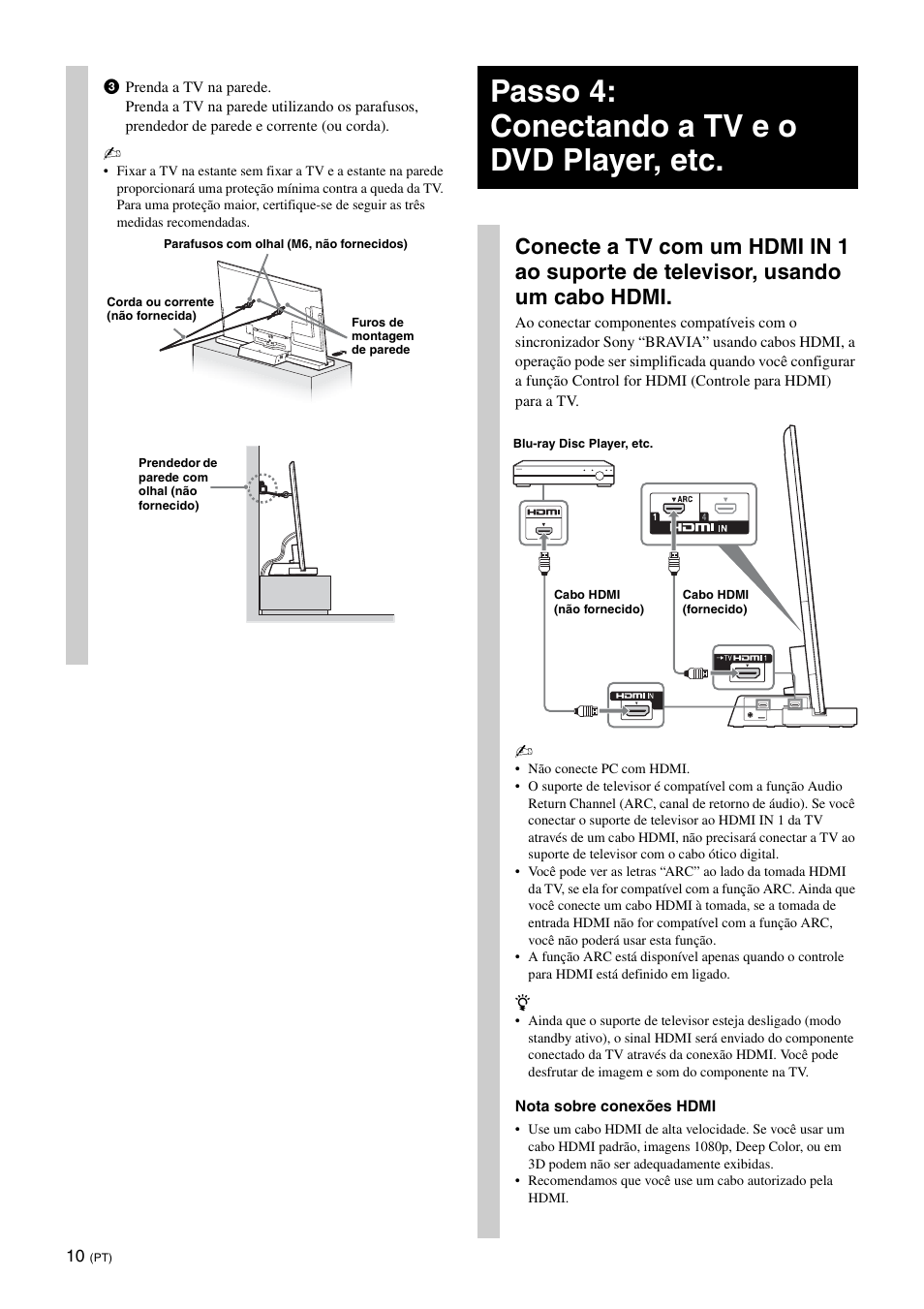 Passo 4: conectando a tv e o dvd player, etc | Sony SU-B401S User Manual | Page 52 / 60