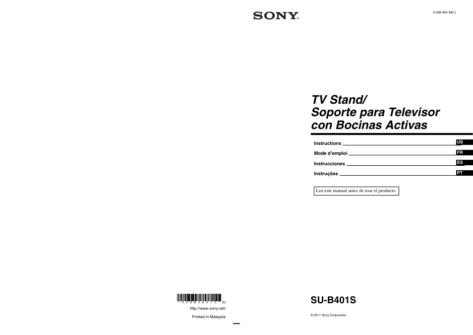 Su-b401s | Sony SU-B401S User Manual | Page 60 / 60