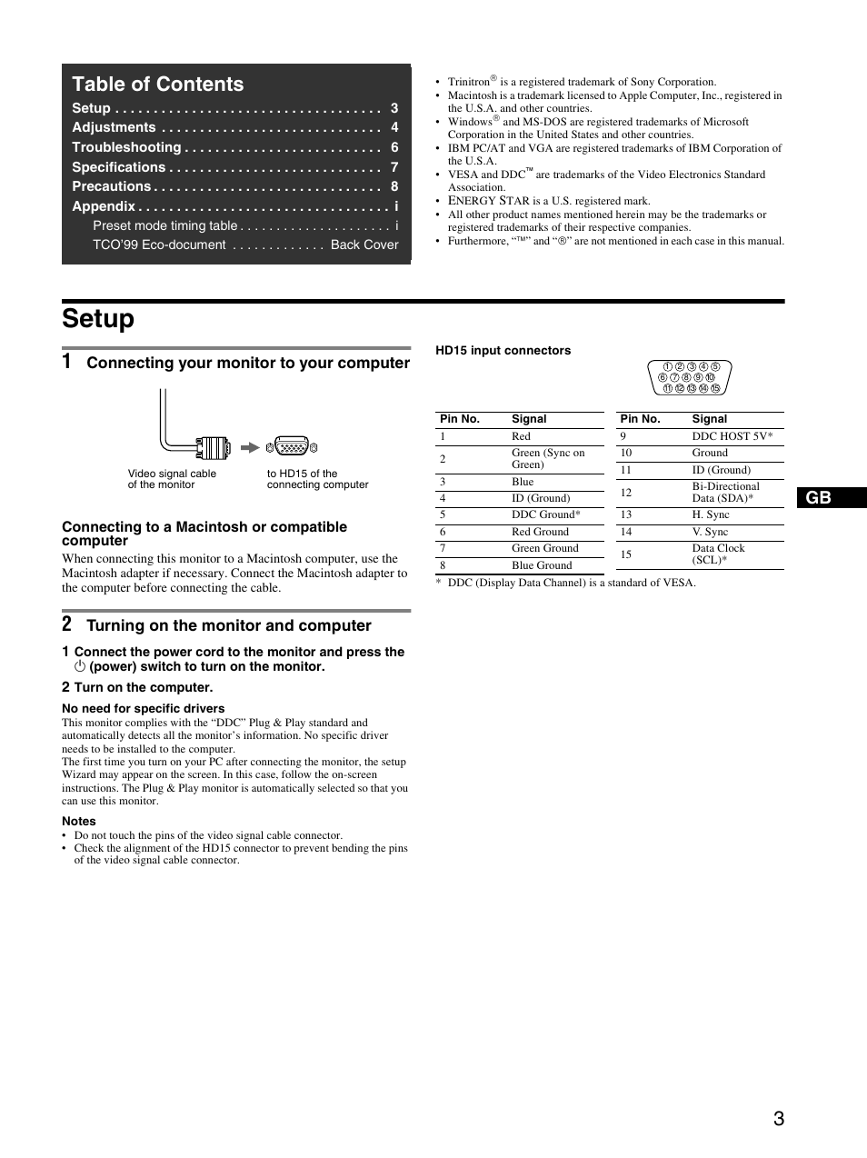 Sony CPD-E230 User Manual | Page 3 / 52