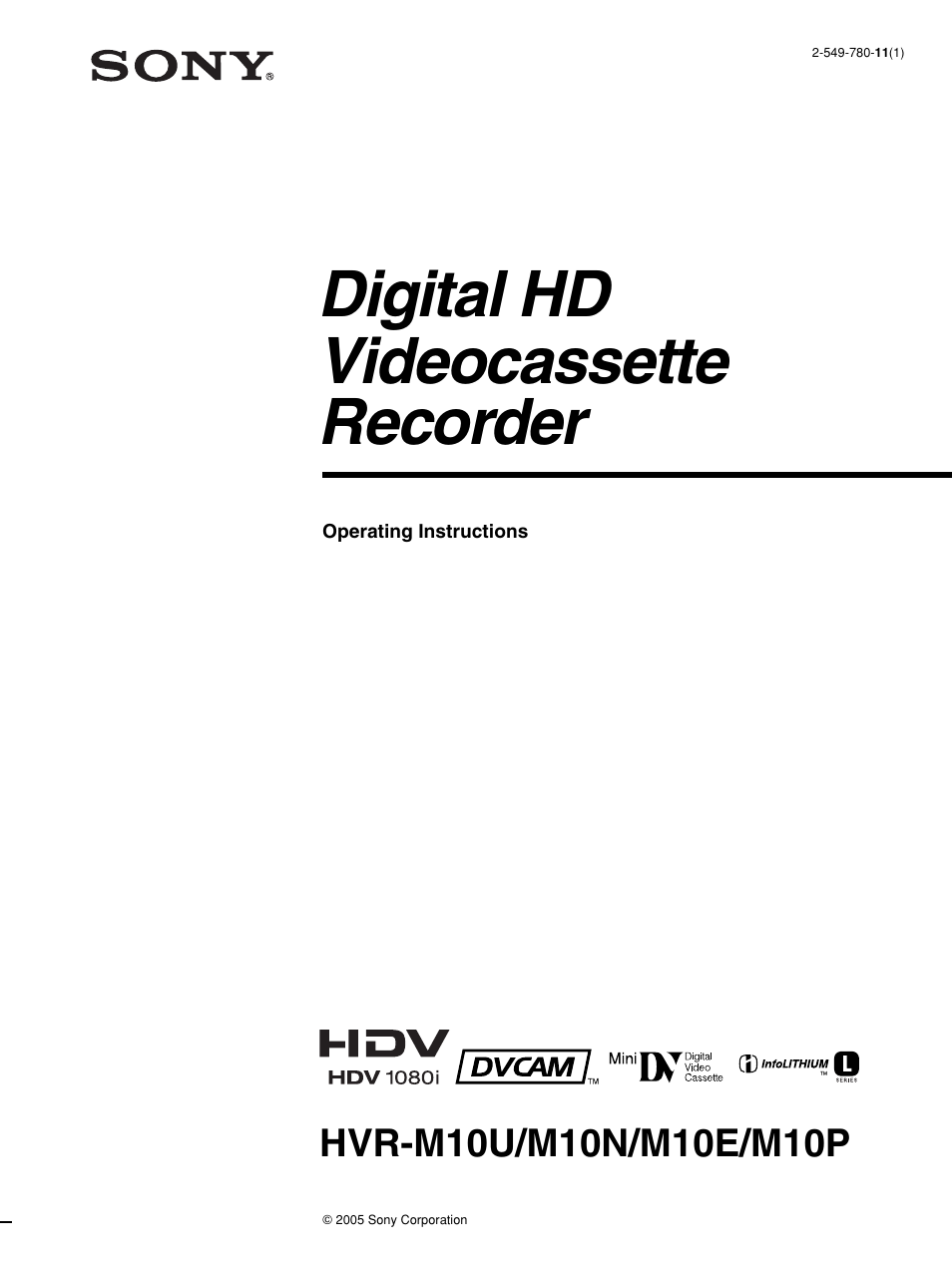 Sony 1080i User Manual | 76 pages