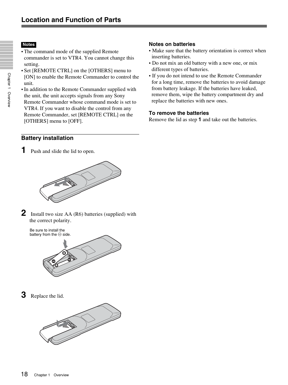 Location and function of parts | Sony 1080i User Manual | Page 18 / 76