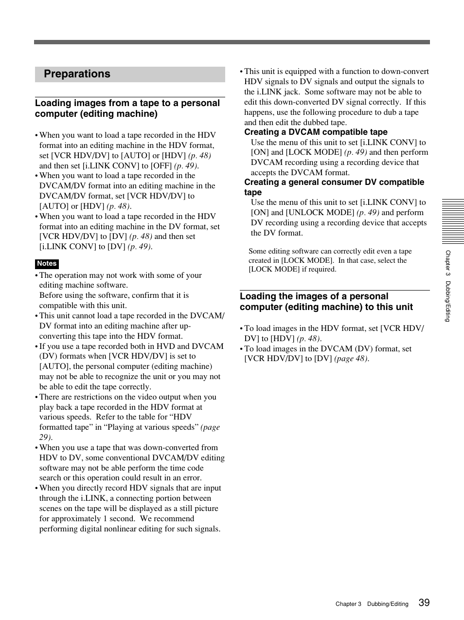 Preparations | Sony 1080i User Manual | Page 39 / 76