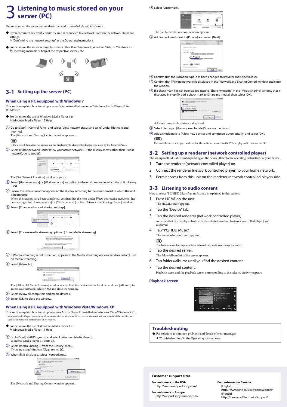Listening to music stored on your server (pc) | Sony RMN-U1 User Manual | Page 2 / 2