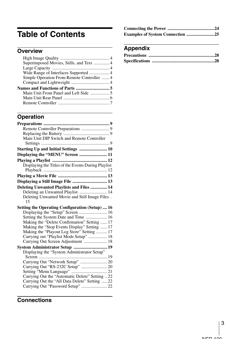 Sony NSP-100 User Manual | Page 3 / 29