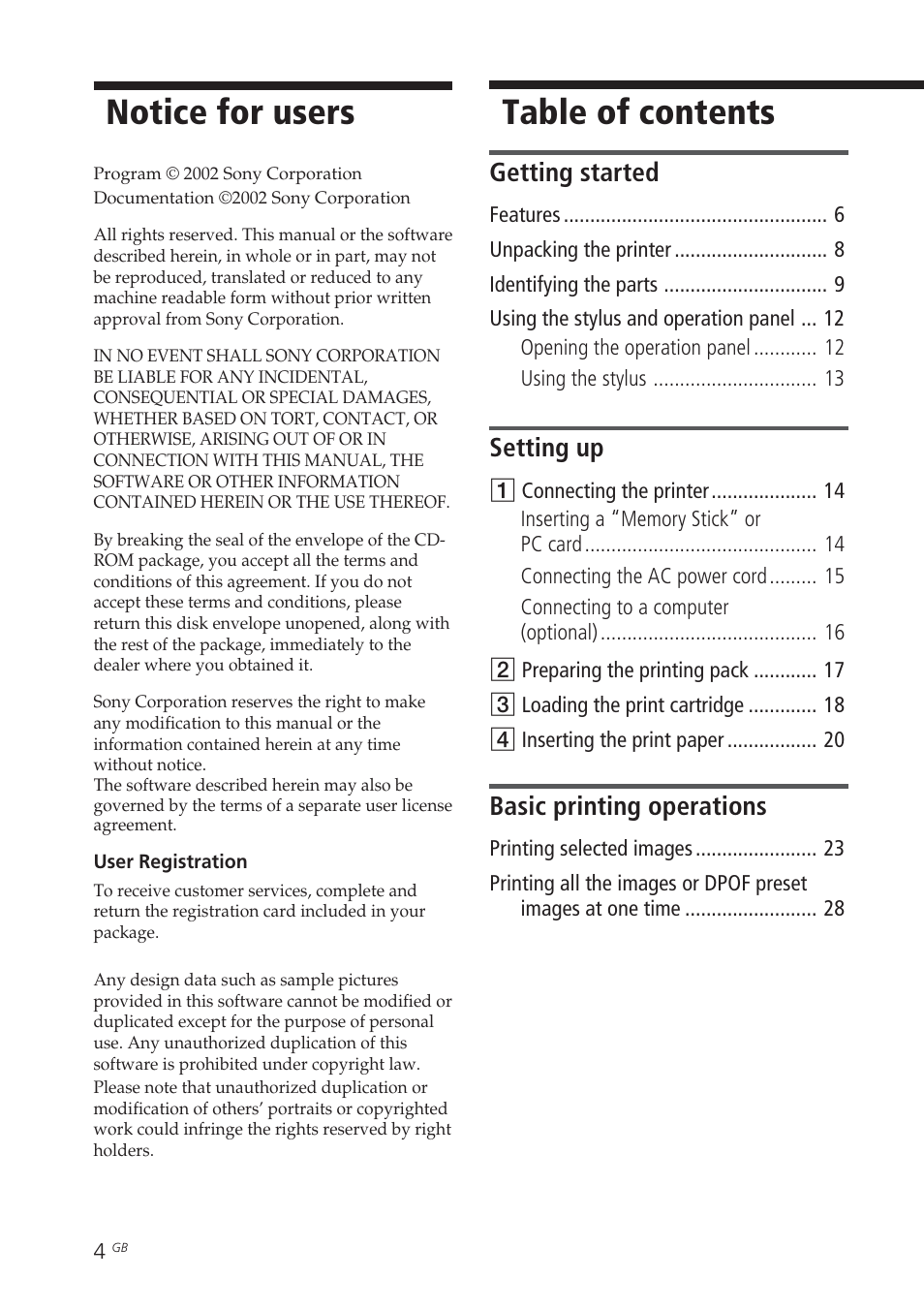 Sony DPP-EX7 User Manual | Page 4 / 99