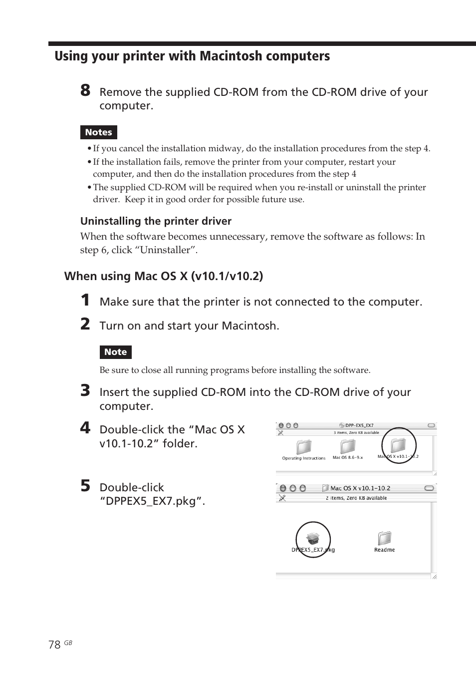 Using your printer with macintosh computers | Sony DPP-EX7 User Manual | Page 78 / 99