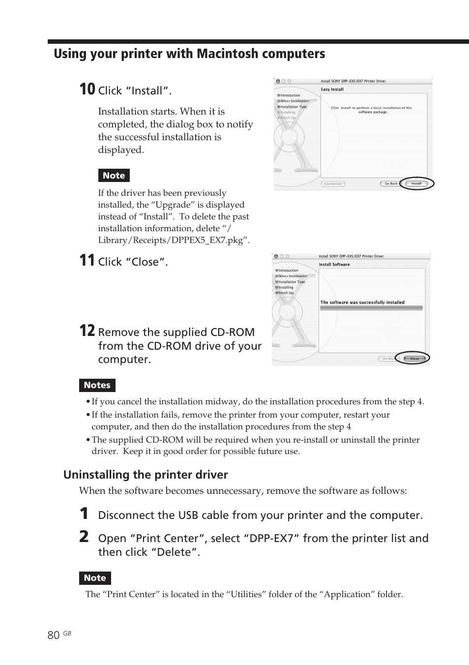 Using your printer with macintosh computers | Sony DPP-EX7 User Manual | Page 80 / 99