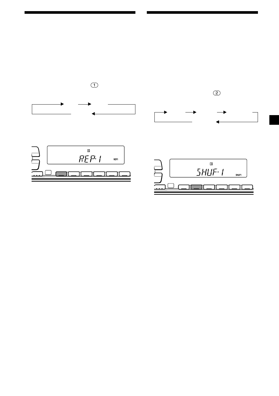 Playing tracks repeatedly, Playing tracks in random order, Repeat play | Shuffle play | Sony MDX-CA580 User Manual | Page 11 / 152