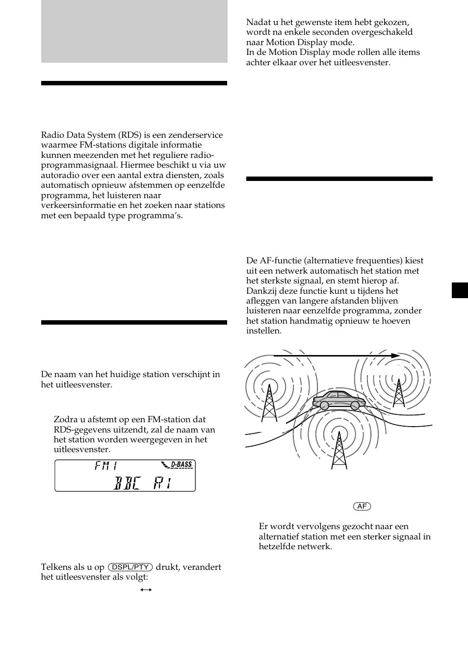 Overzicht van de rds- functie, De naam van het station weergeven | Sony MDX-CA580 User Manual | Page 137 / 152