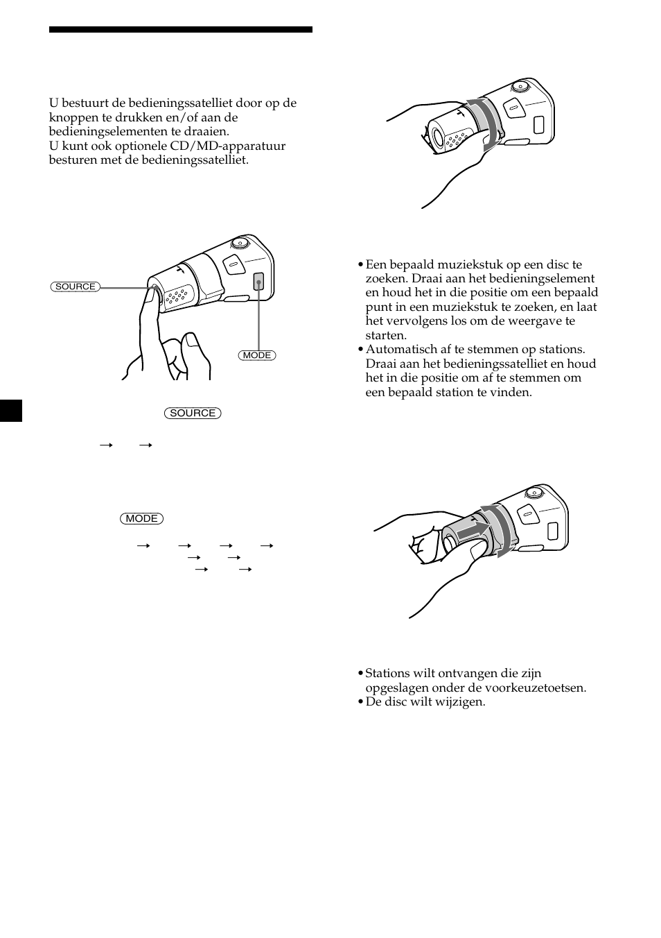 Werken met de bedieningssatelliet | Sony MDX-CA580 User Manual | Page 142 / 152